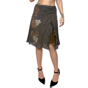 Embellished Silk Midi Skirt (XS/S)