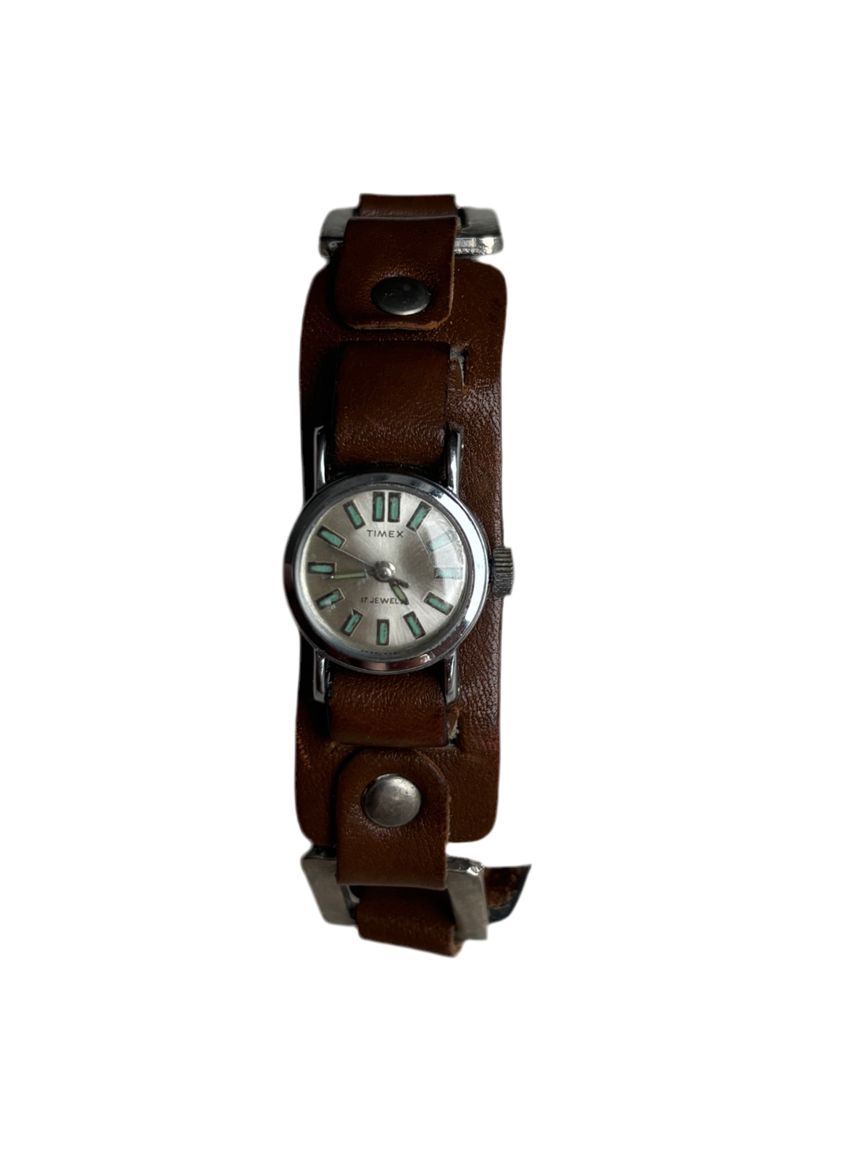 Leather Studded Timex Watch