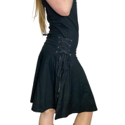 Vintage Boho Chic Eyelet Black Midi Dress (S)