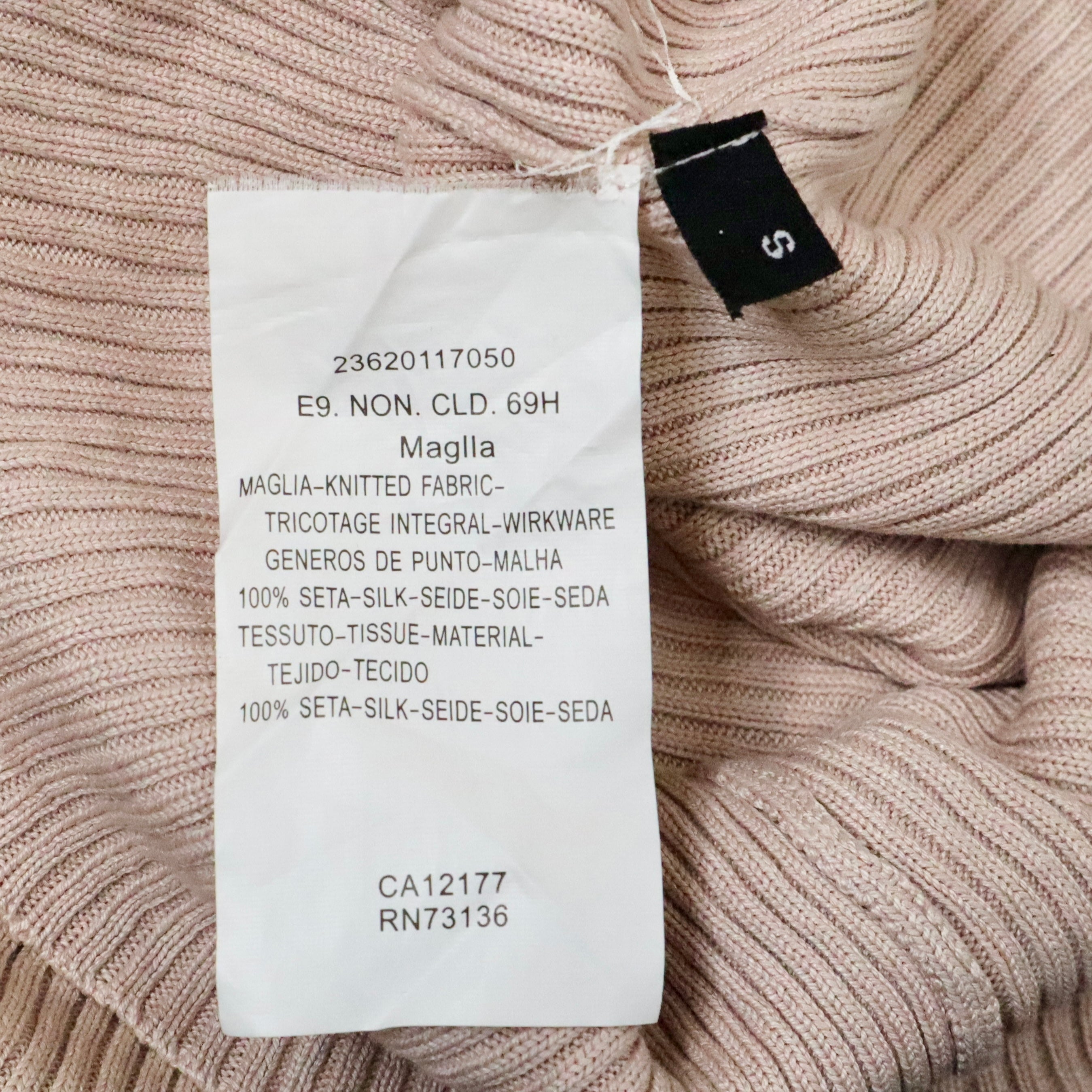 00s Pale Pink Silk Long Sleeve Knit Top (S)
