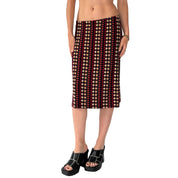 90s Slinky Polka Dot Midi Skirt (M)