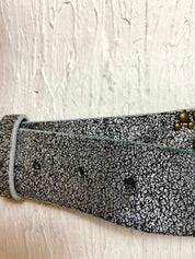 Metallic silver belt