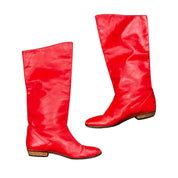 80s Red Leather Knee High Boots (9)