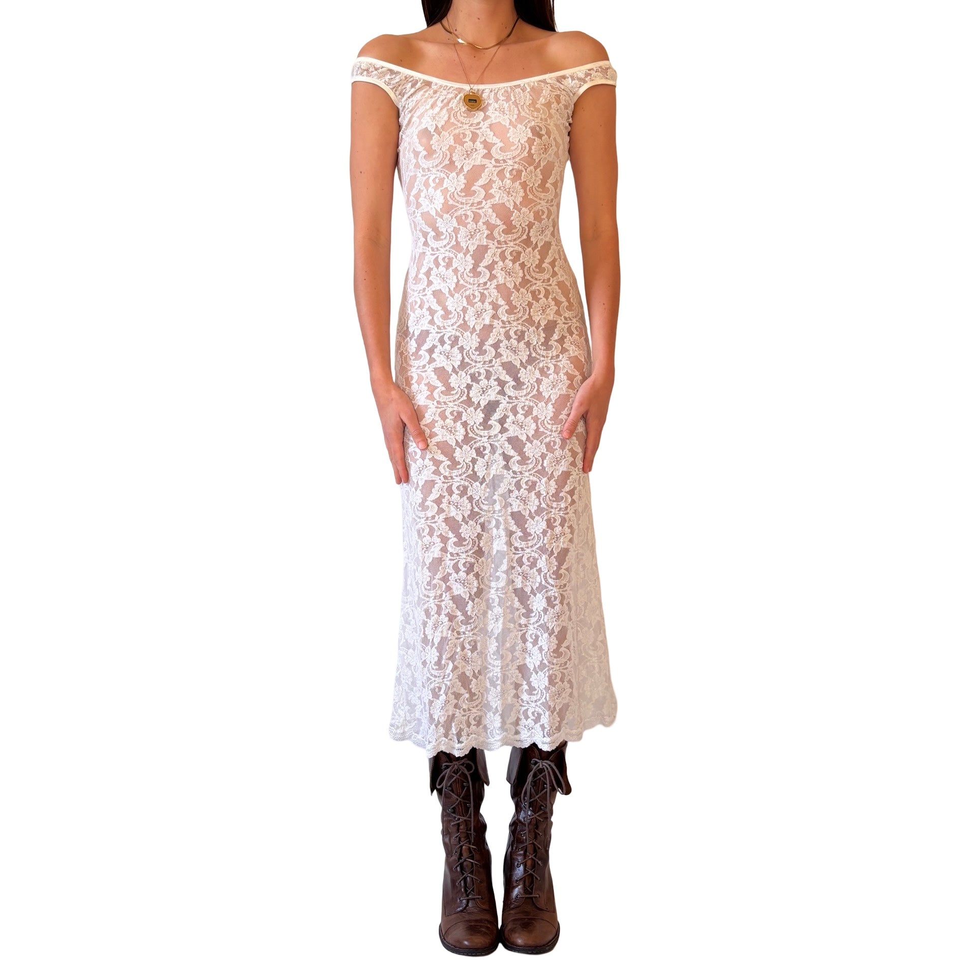 90s White Lace Gown (S/M)  Holy Thrift