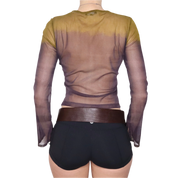 Y2K Purple Mesh Flared Sleeve Top (S/M)