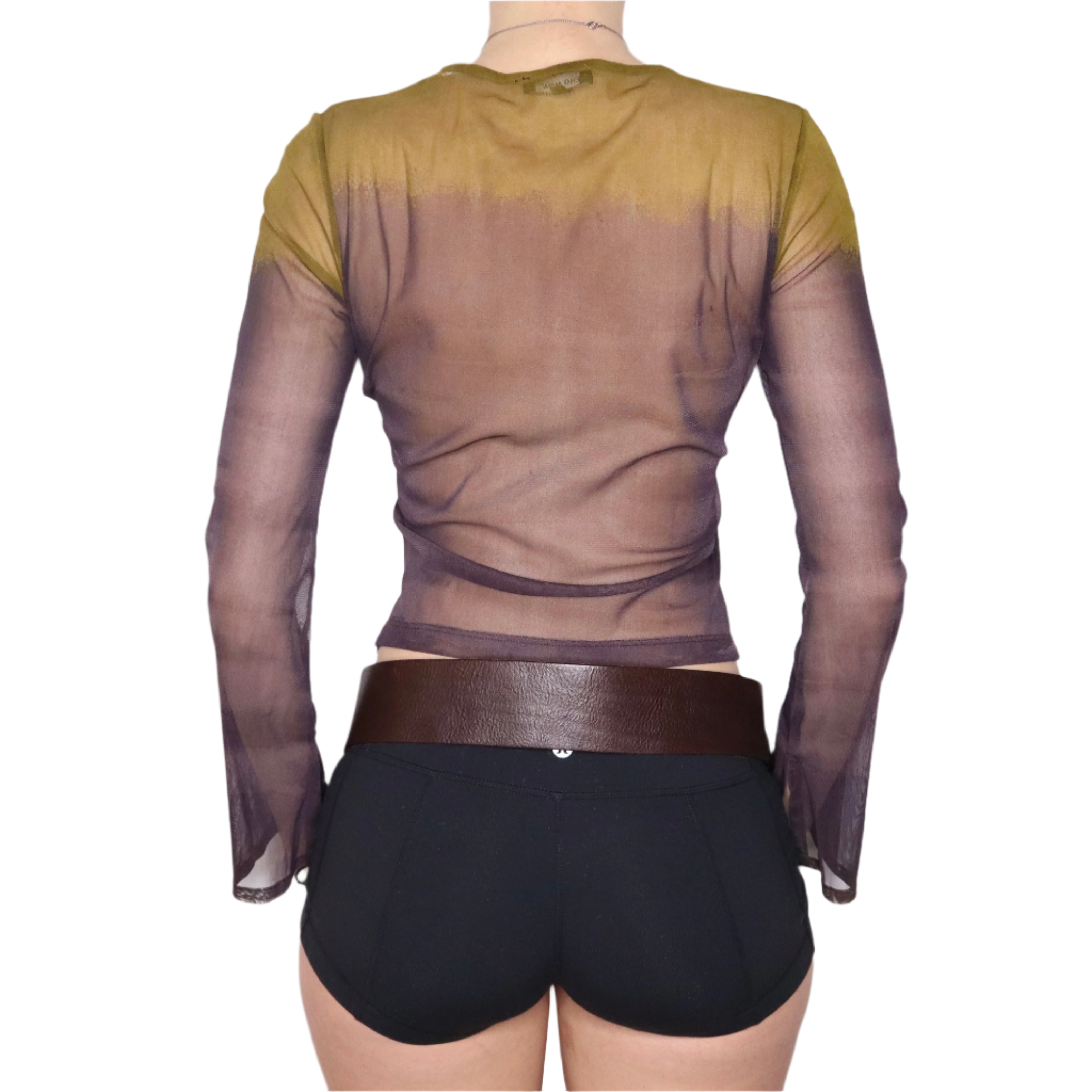 Y2K Purple Mesh Flared Sleeve Top (S/M)