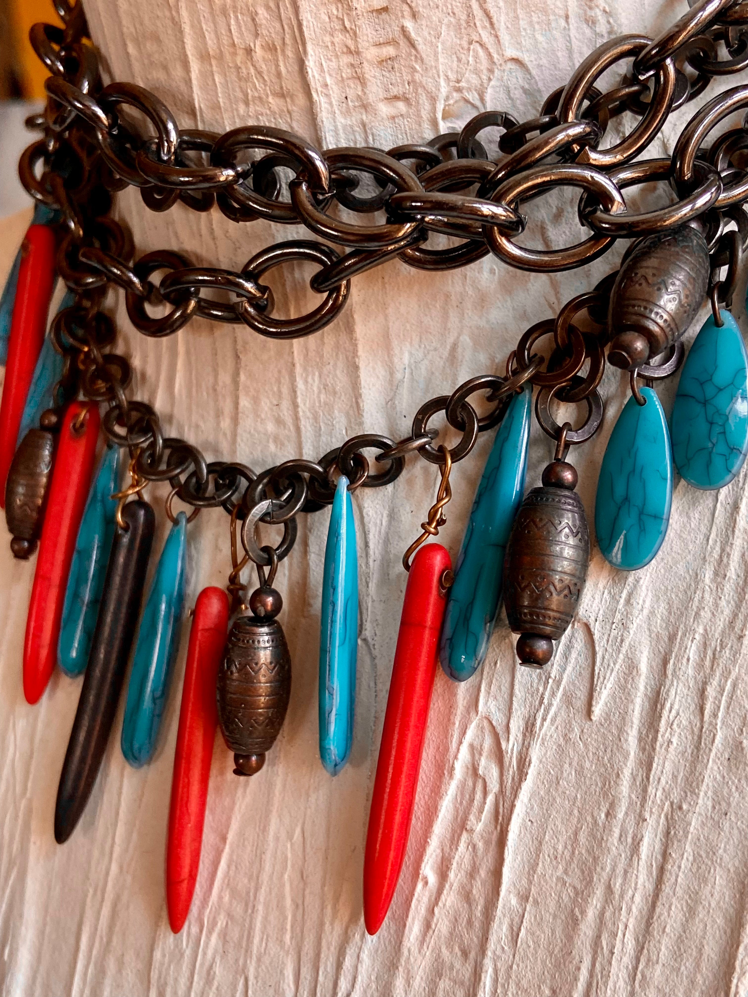 Red & blue chain belt