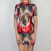Micromesh Mock Neck Mini Dress (XS)