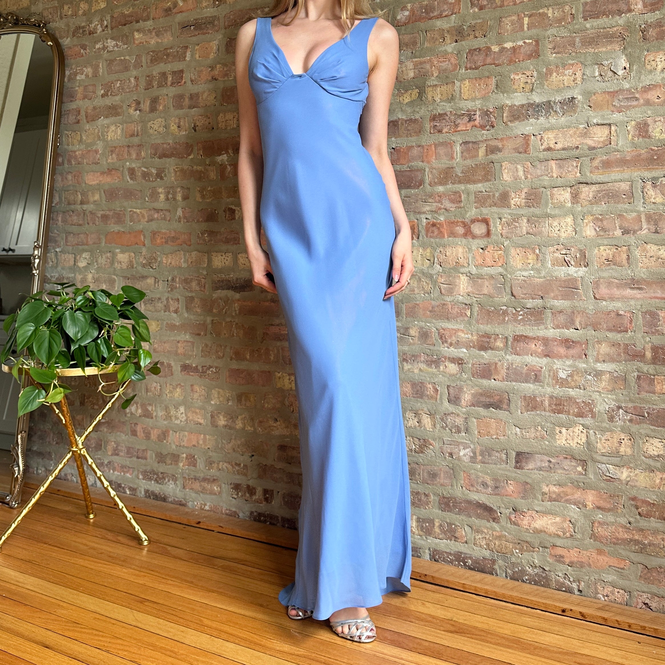 Vintage Baby Blue Maxi Dress (S)