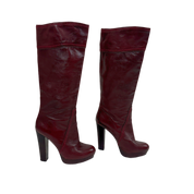 Vintage Burgundy Leather Heeled Boots (6.5)