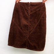 Distressed Brown Corduroy Midi Skirt (S)