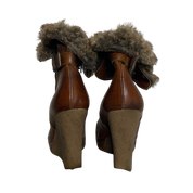 Vintage Fur Trim Wedge Ankle Boots (EU 41 US 9 UK 7)