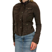2000s Brown Velvet Moto Style Jacket (S)