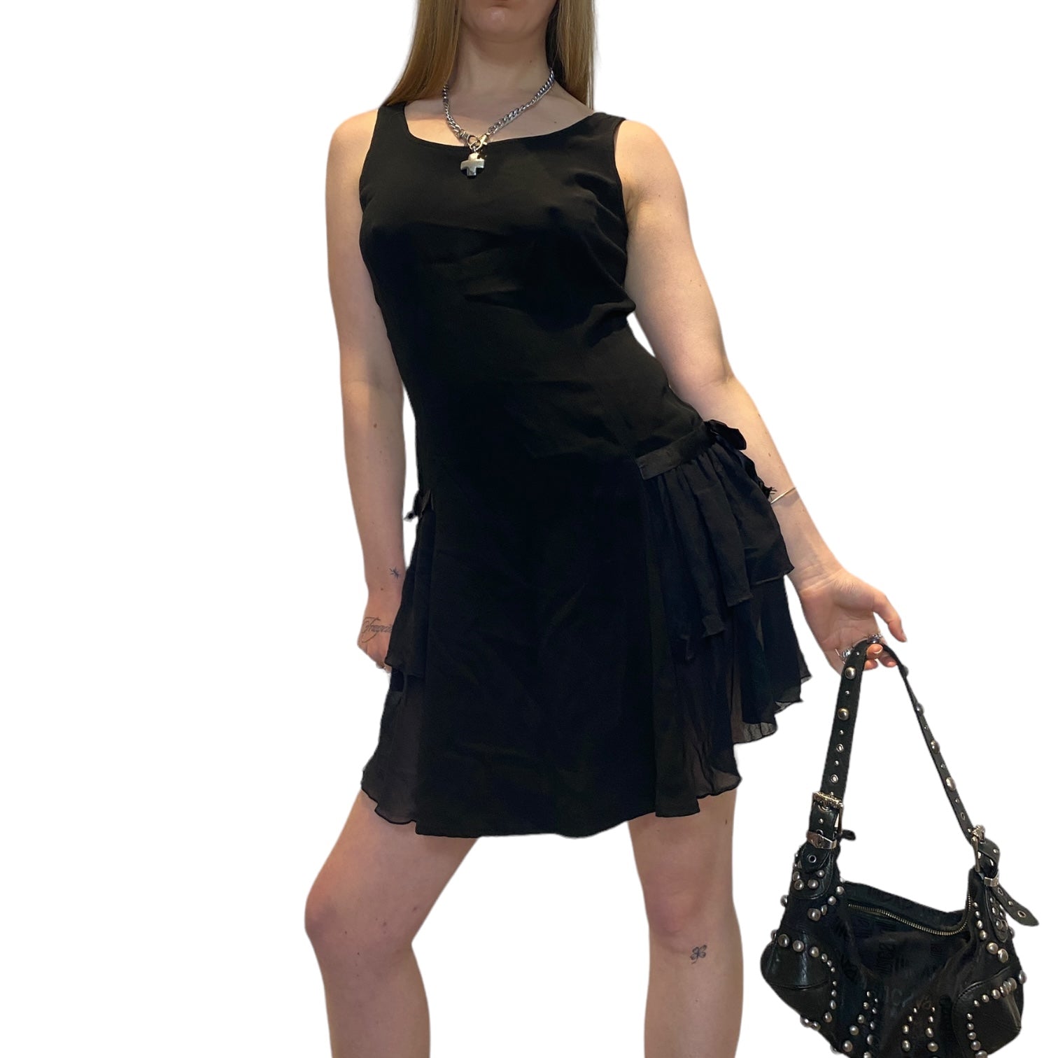 90s Black Sheer Mini Dress with Bows (S/M) – Holy Thrift