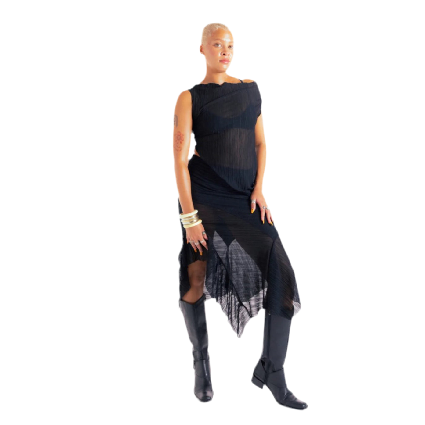 The Black Crinkle Skirt  (XS-XL)