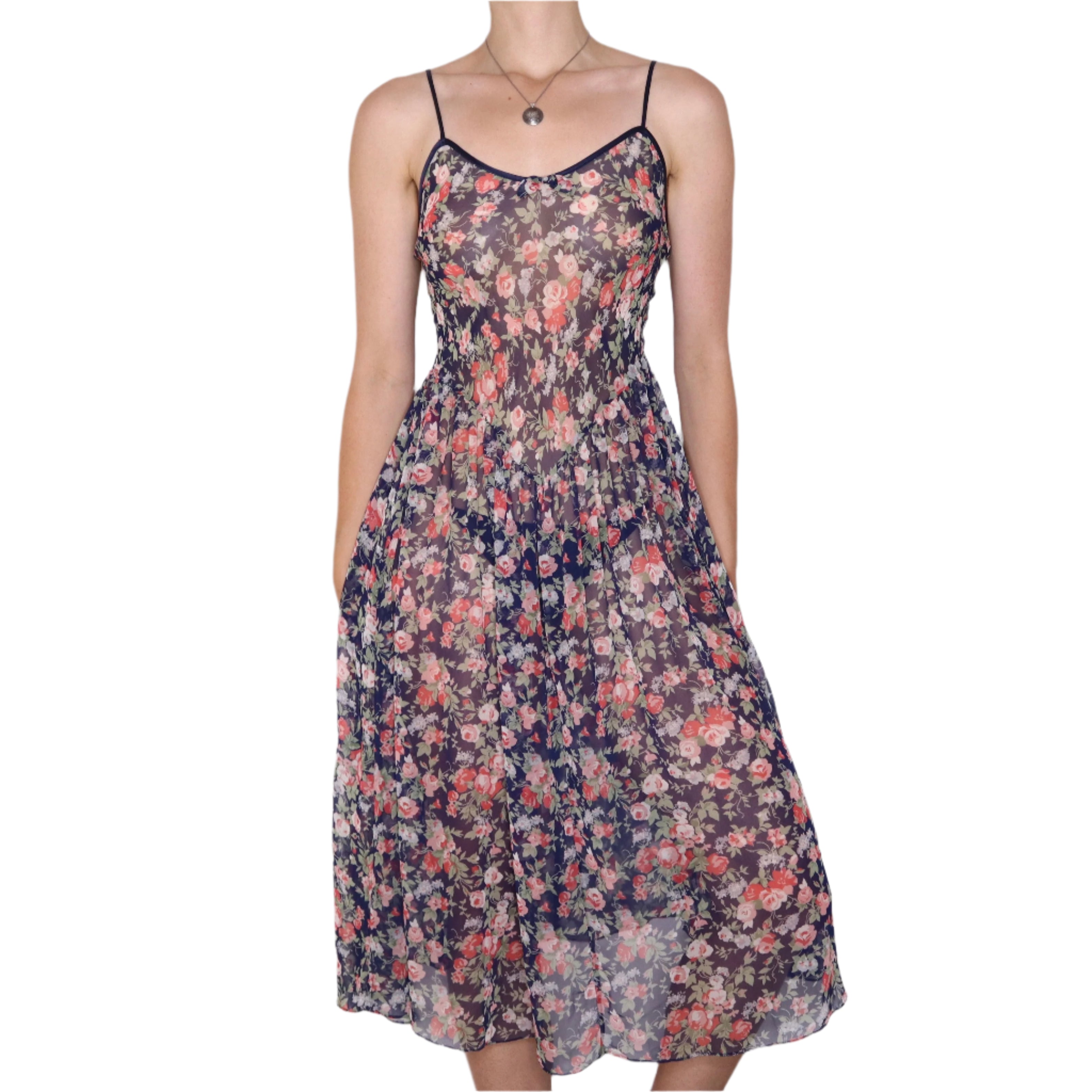 90s Long Sheer Floral Slip Dress (S/M) Holy Thrift 90s Long Sheer Floral Slip Dress (S/M) Holy Thrift