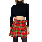 1970s Red Plaid Mini Skirt (XS)