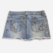 Y2K Embellished Denim Mini Skirt (S/M)