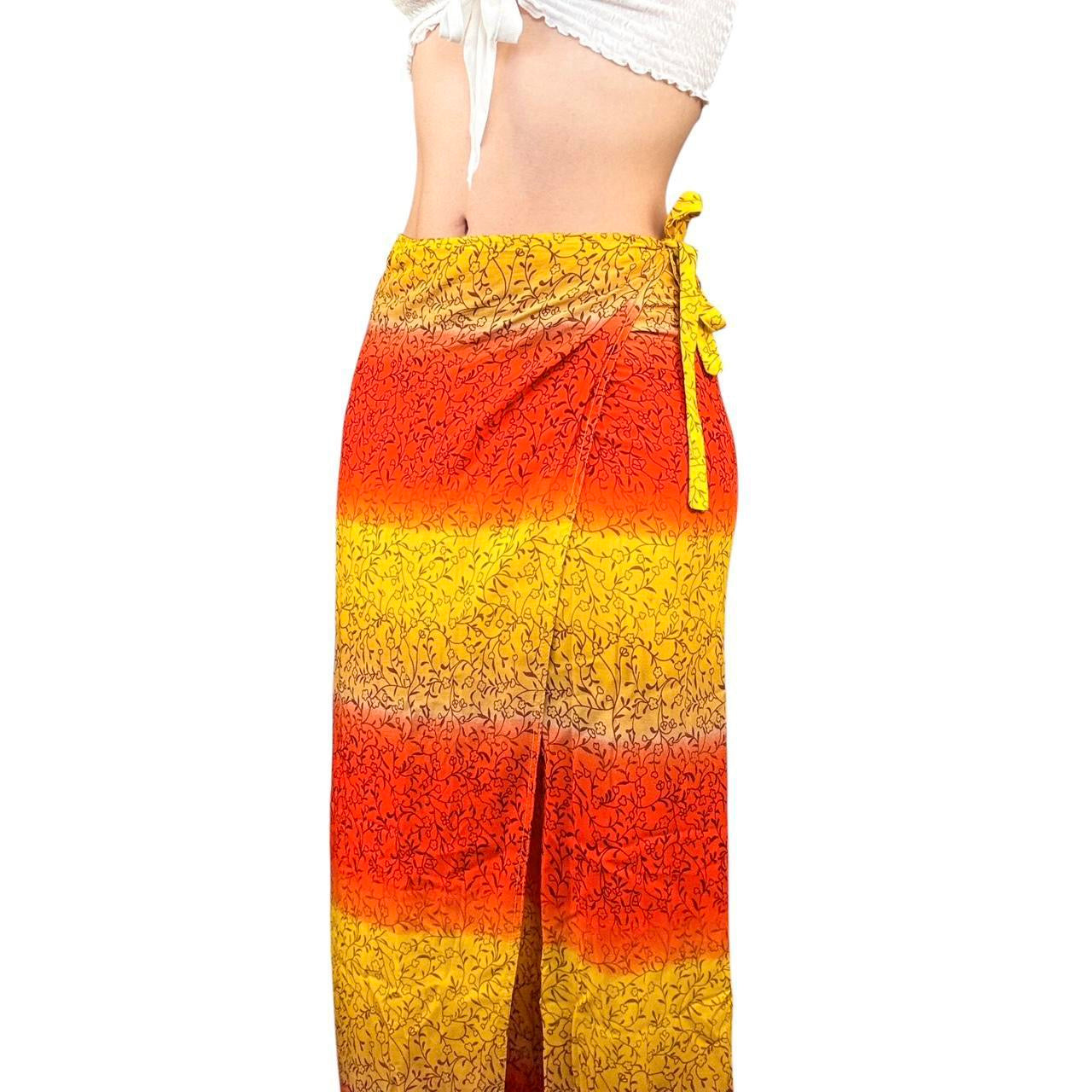 90s Sunset Striped Wrap Skirt (S)