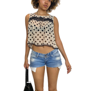 Late 2000s Sheer Polka Dot Crop Top (S/M)