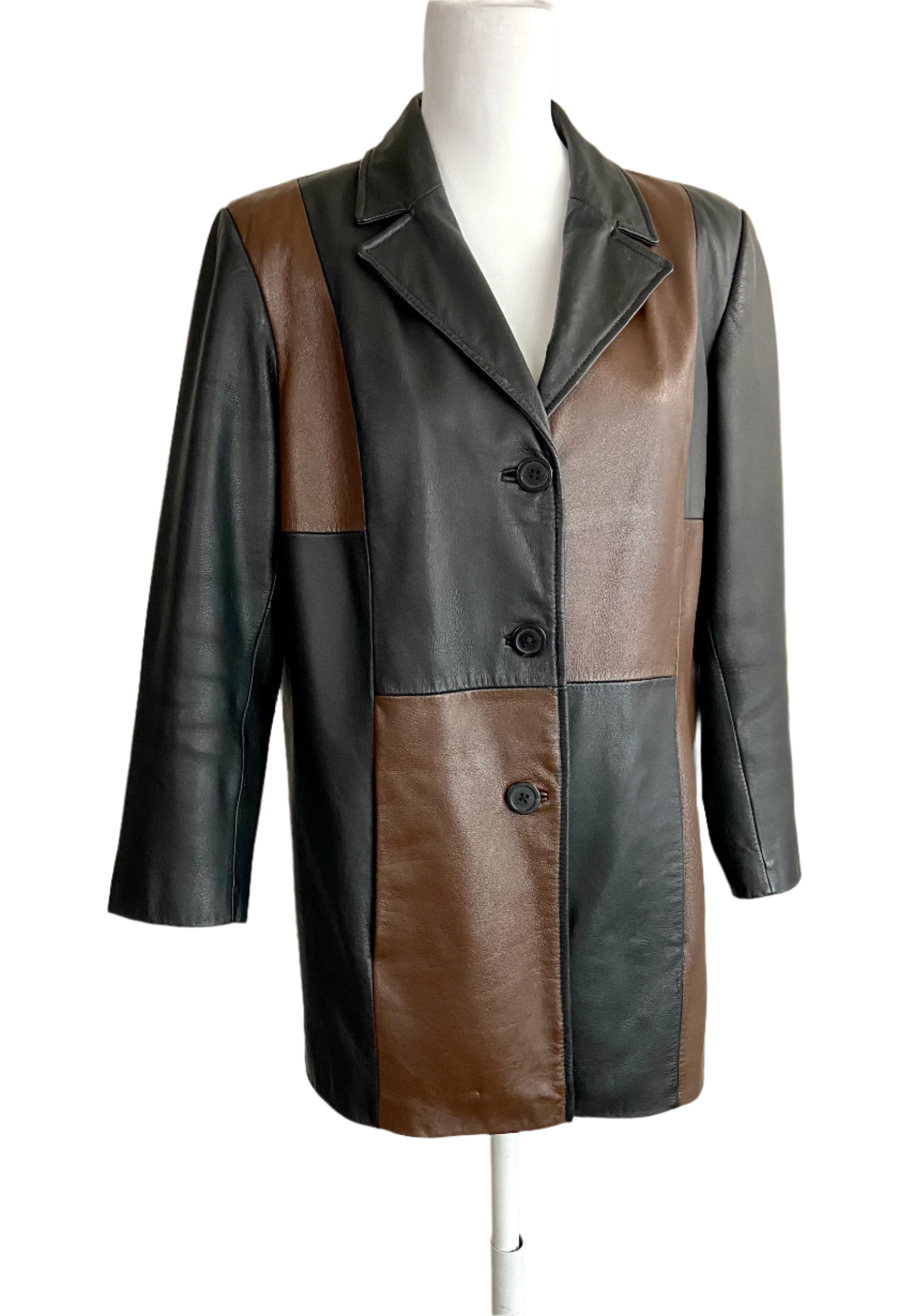 Black & Brown Leather Jacket (L)