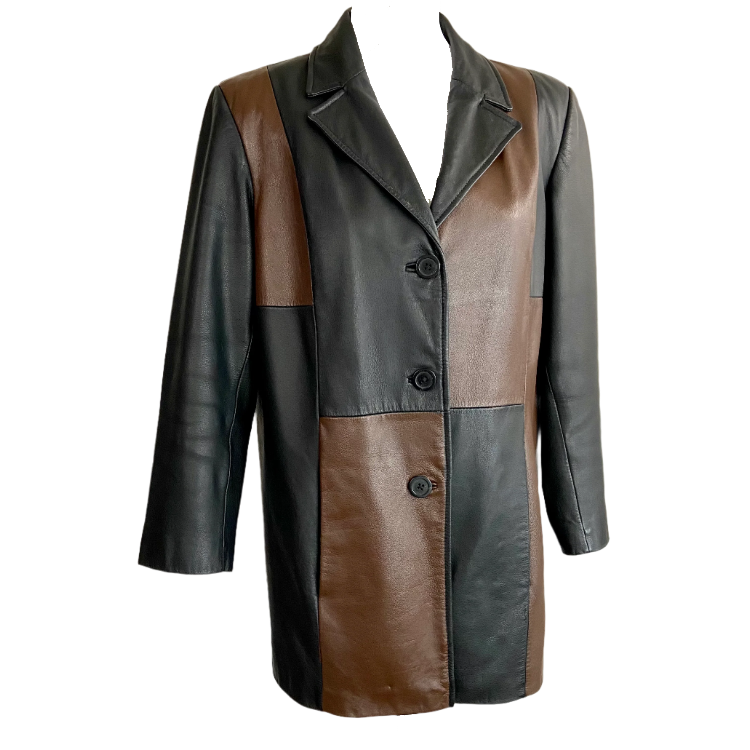 Black & Brown Leather Jacket (L)