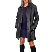 90s Dark Brown Leather Trench (S/M)