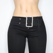 Y2K Low Rise Buckle Flare Pants (S)