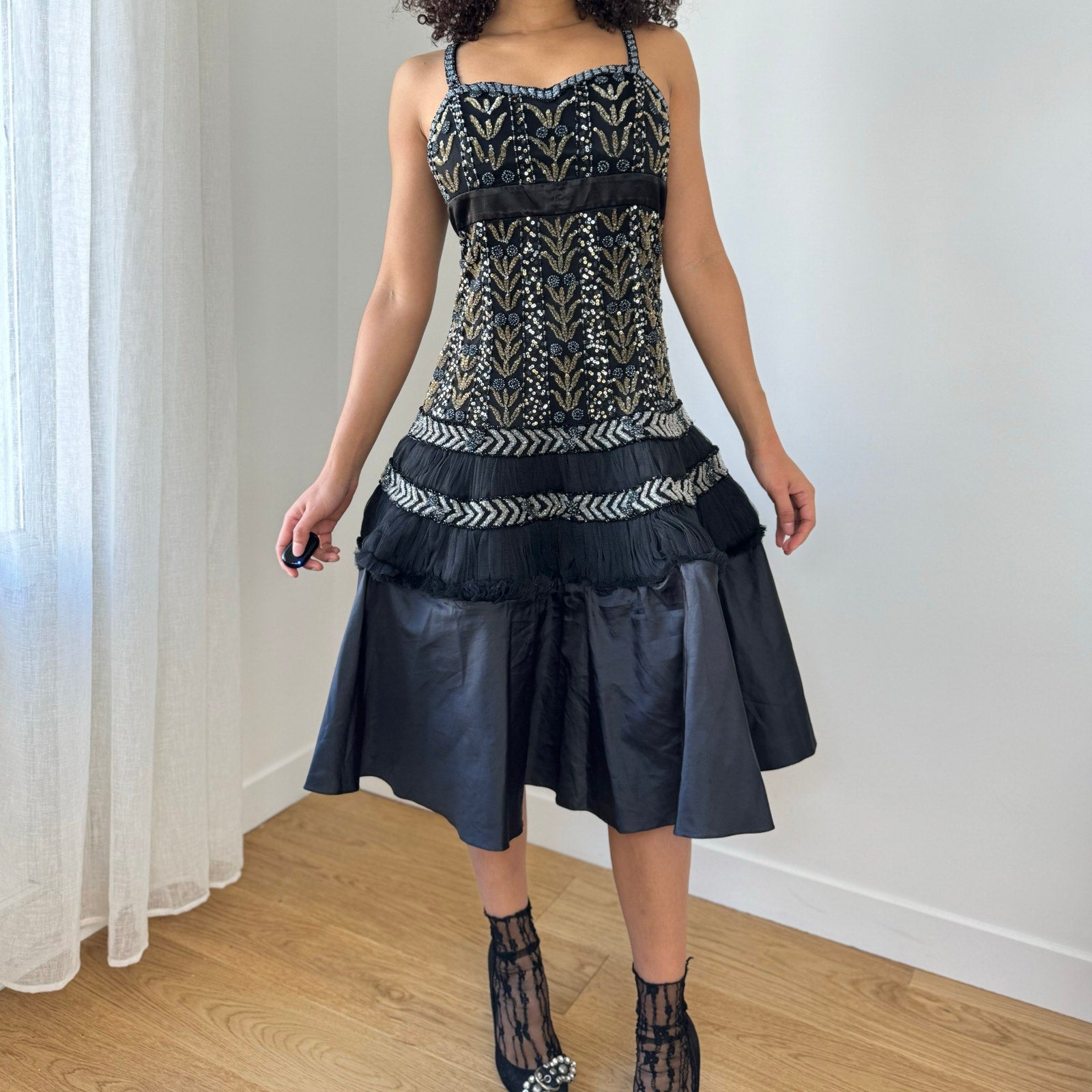 Vintage Italian Beaded Dress (M)