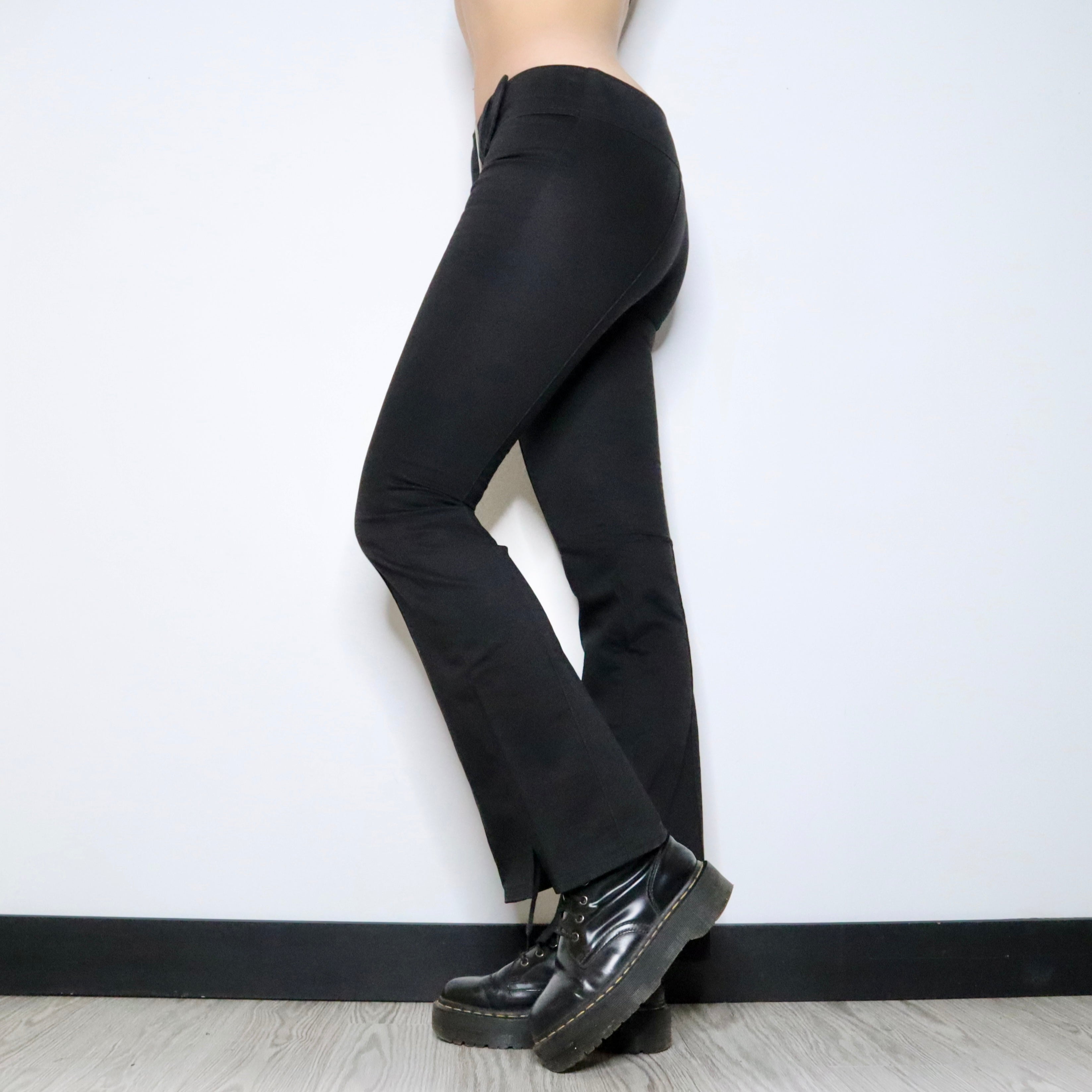 Y2K Low Rise Buckle Flare Pants (S)