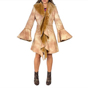 Y2K Ruffly Faux Fur Shearling Coat (L)