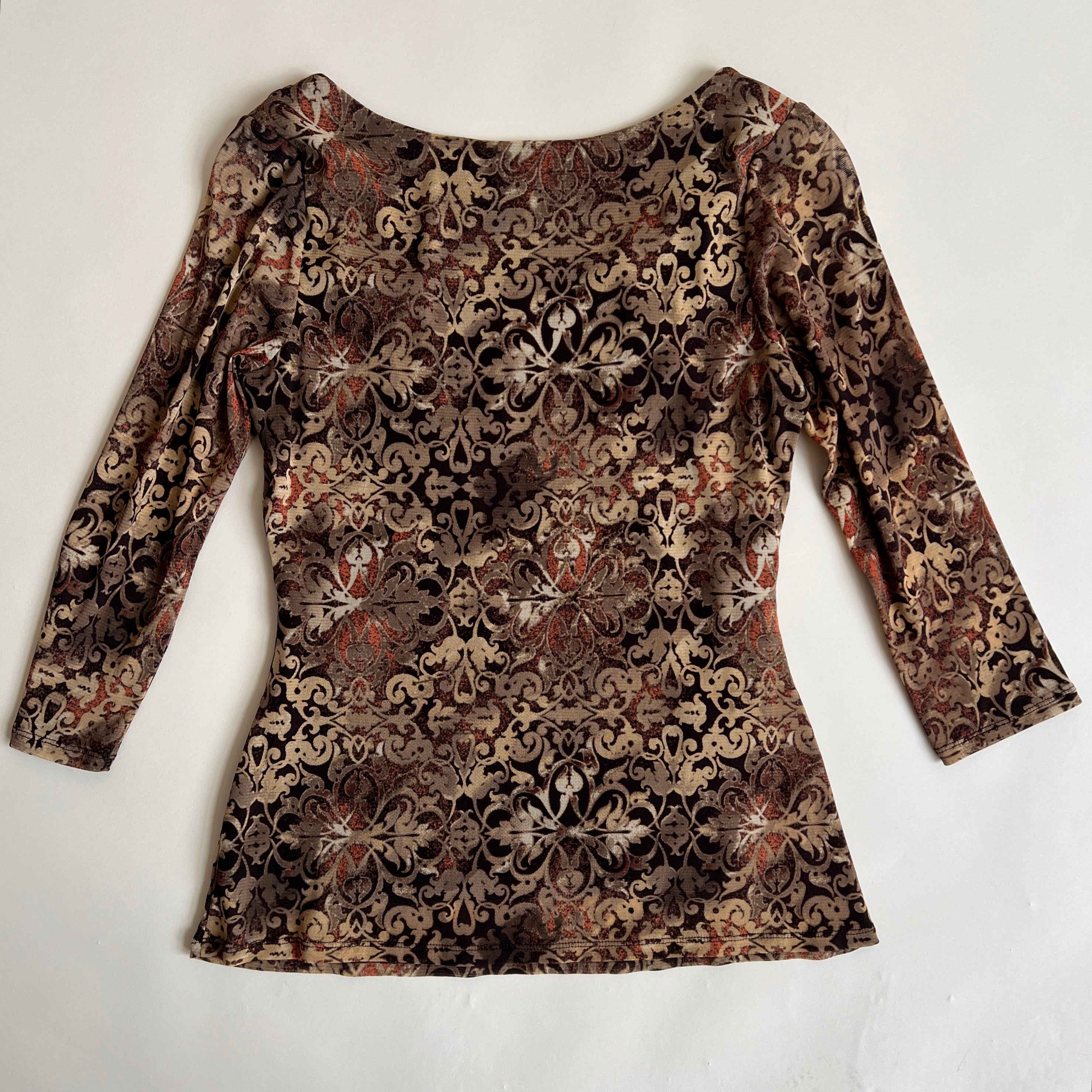 00s brown baroque mesh top (M/L)