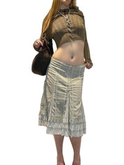 Vintage Parisian Floaty Midi Skirt (S/M)