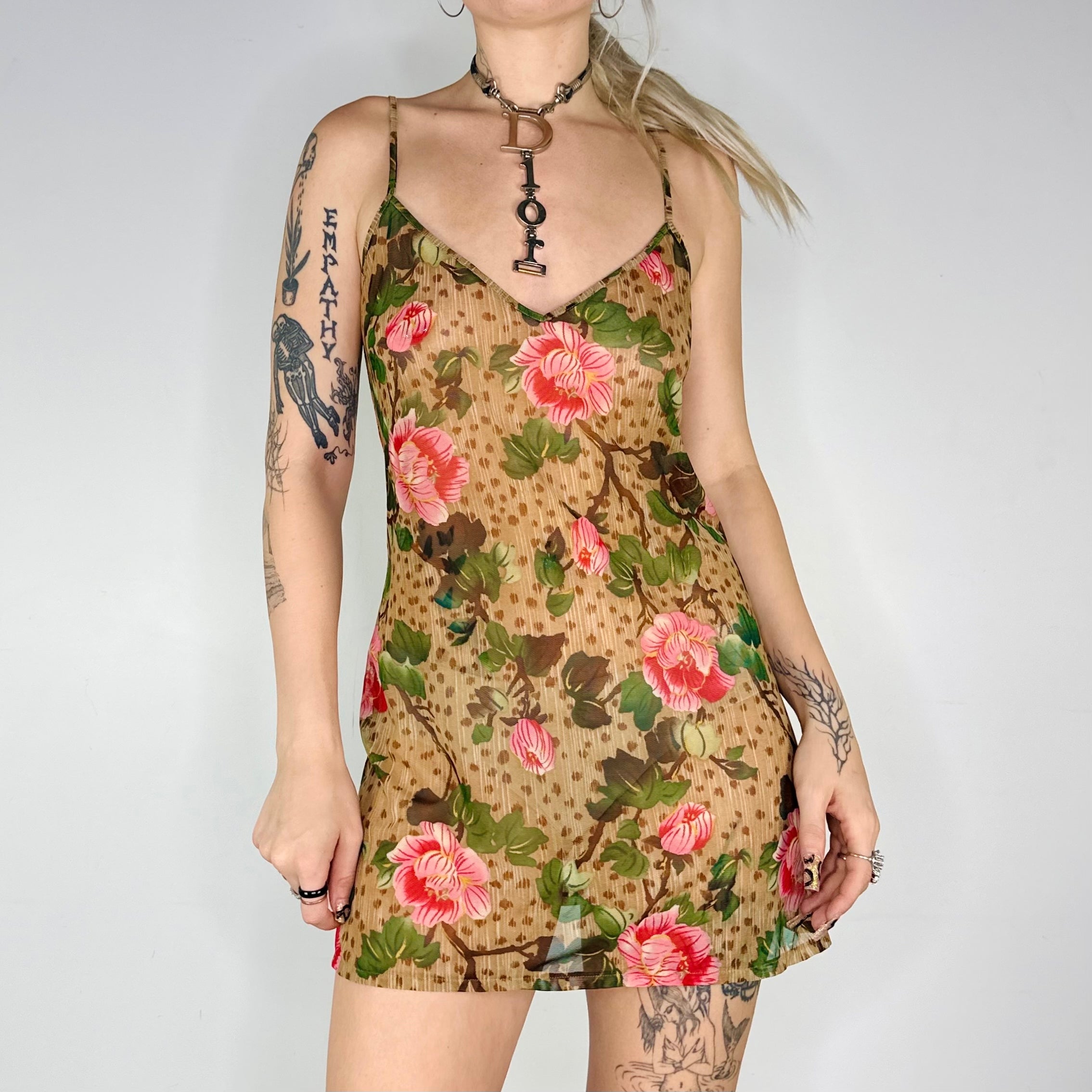 sheer floral mini dress Vintage Sheer Floral Mini Dress (M)