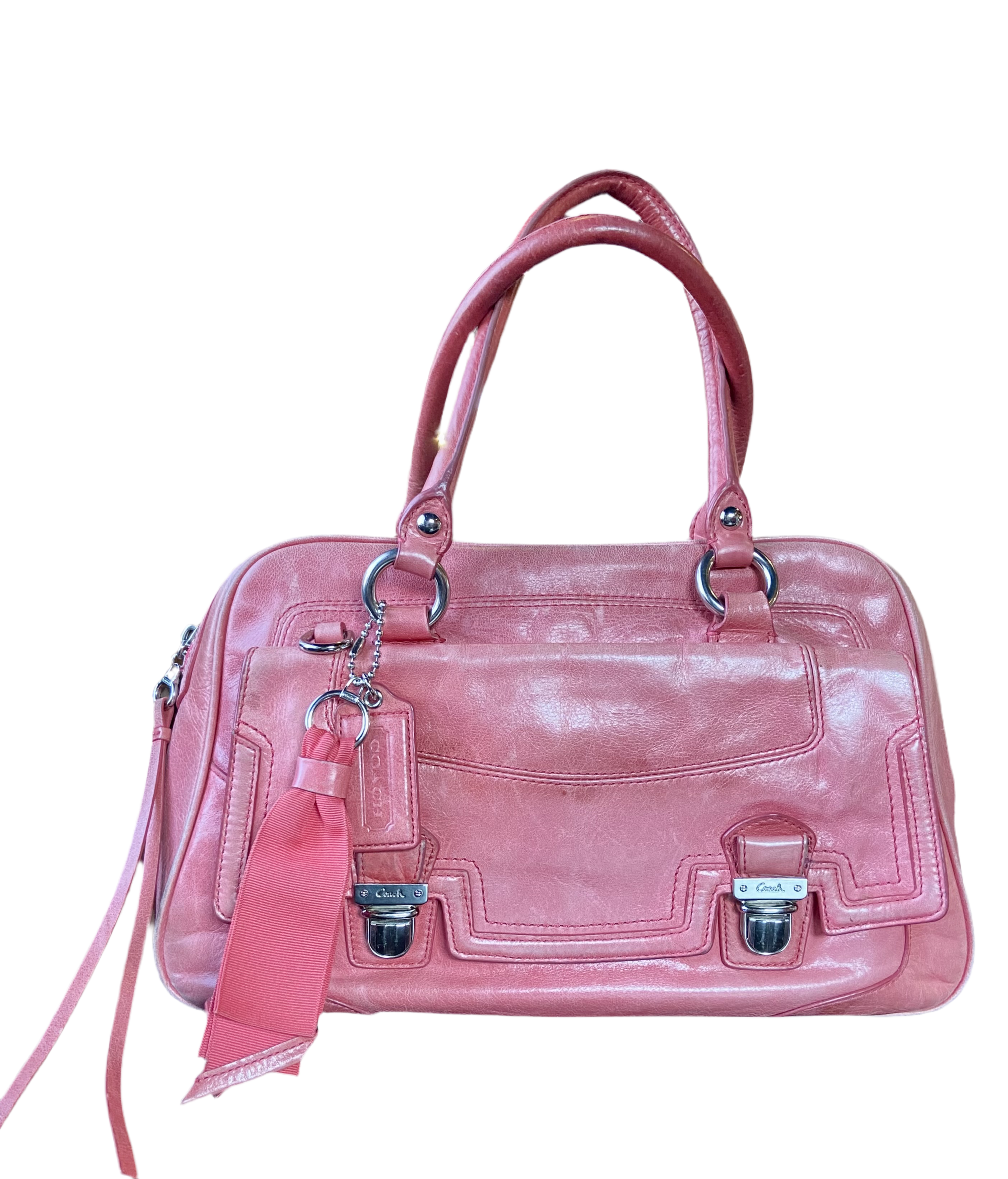 Coach Poppy Pink LeatherPushlock Satchel Bag – Holy Thrift