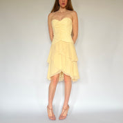 Vintage Butter Yellow Midi Dress (M)