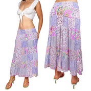 Lilac Floral Patchwork Maxi Skirt (S)