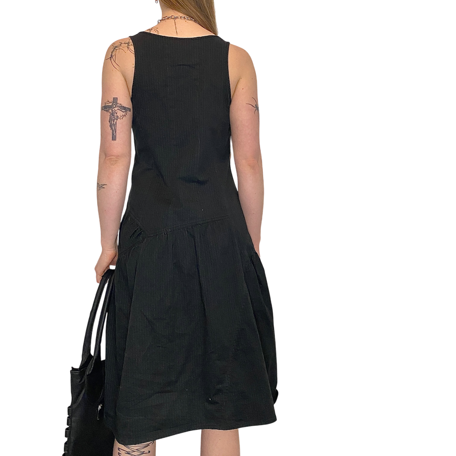 Vintage Gothic Parisian Pinstripe Dress (M)