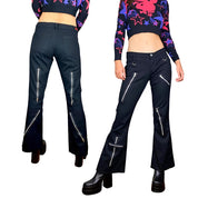 00s Grunge Zipper Flares (M)