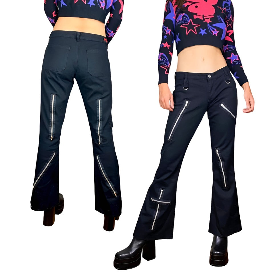 00s Grunge Zipper Flares (M)