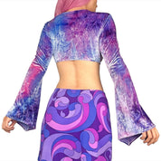 90s Velvet Bell Sleeve Crop Top (S)