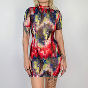 Micromesh Mock Neck Mini Dress (XS)