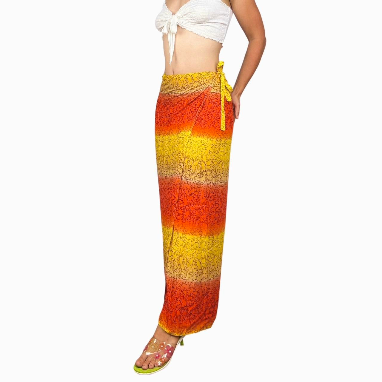 90s Sunset Striped Wrap Skirt (S)