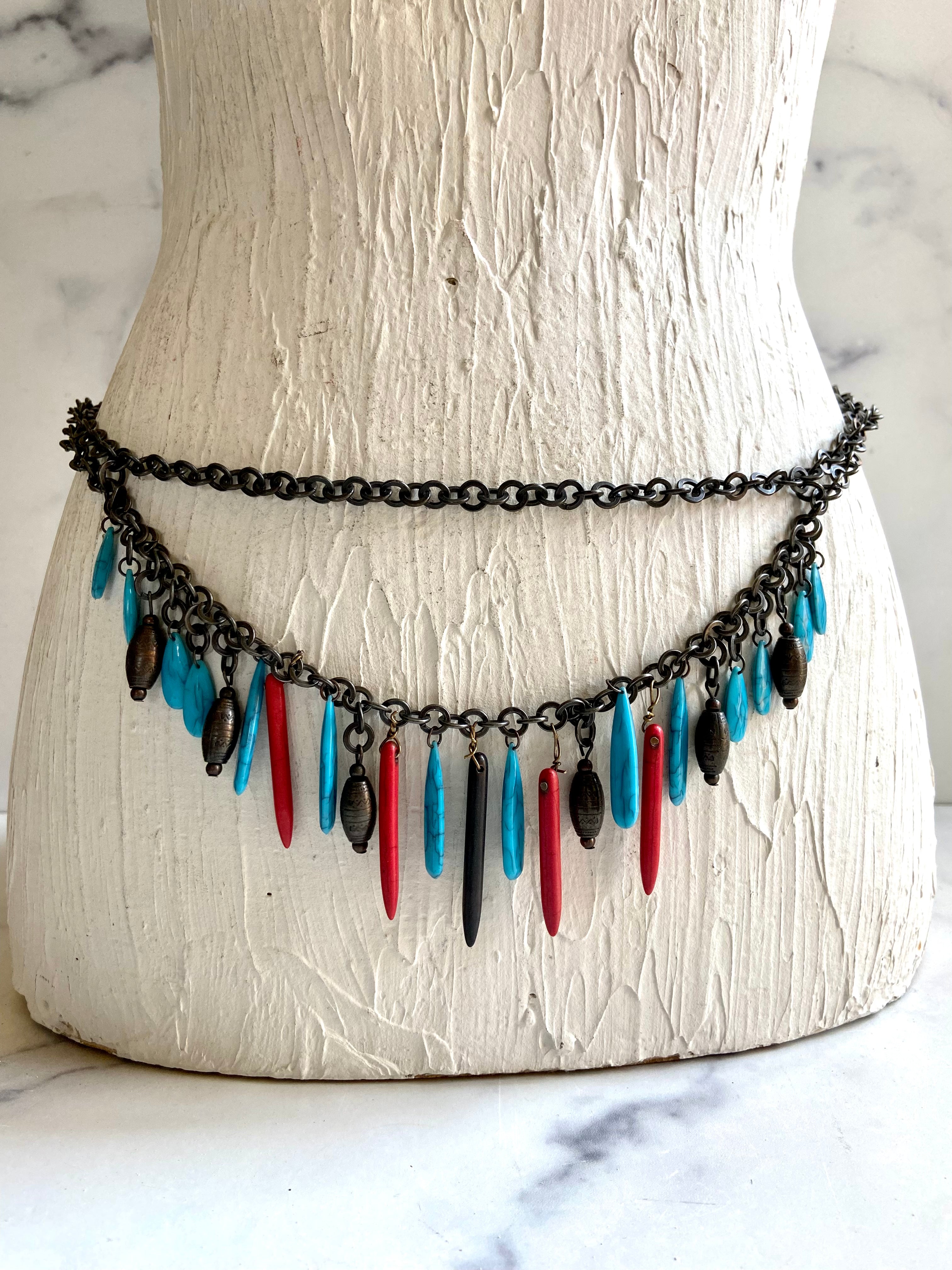 Red & blue chain belt