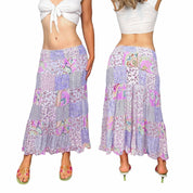 Lilac Floral Patchwork Maxi Skirt (S)