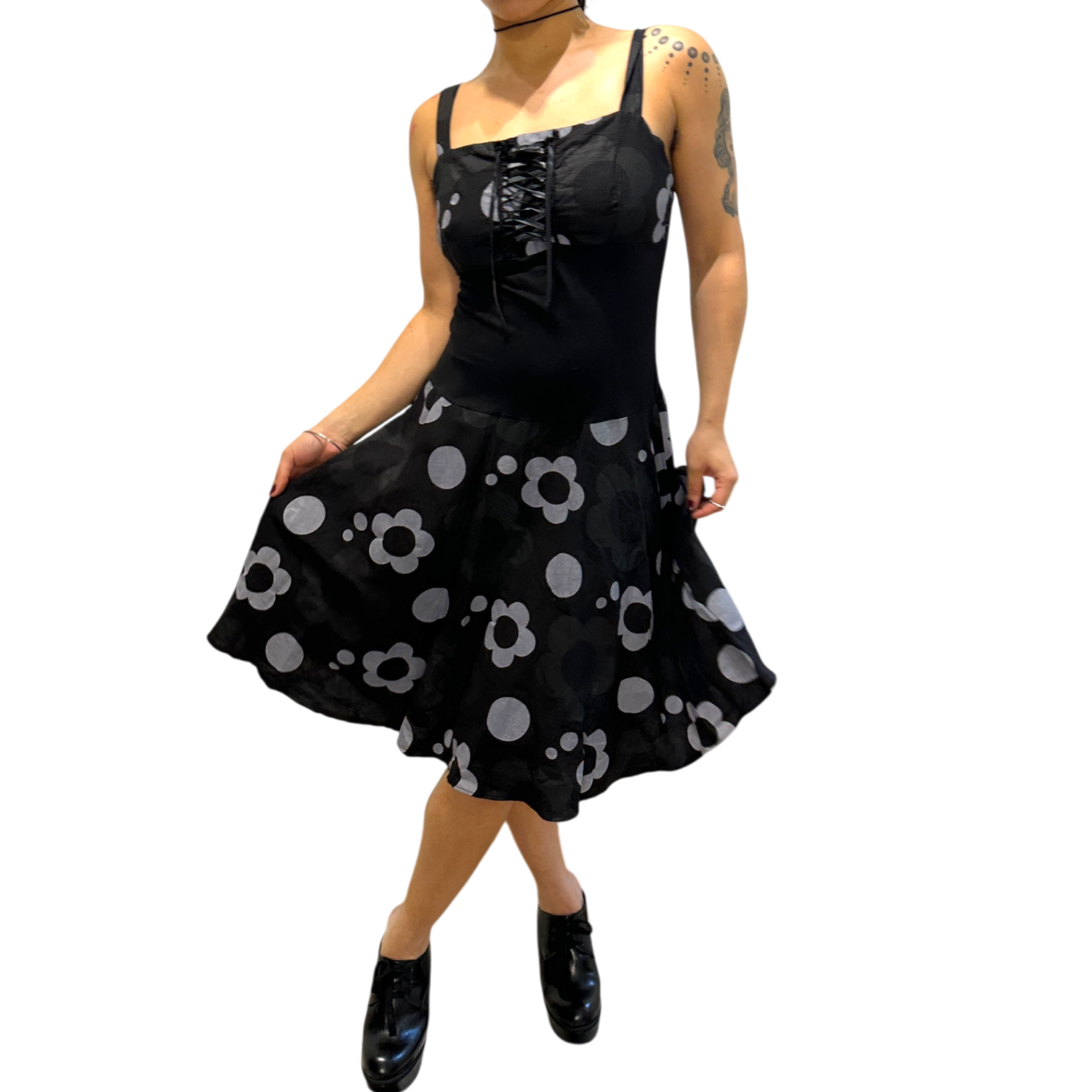 Vintage 2000s Milkmaid Cotton Black Midi Dress (S) – Holy Thrift