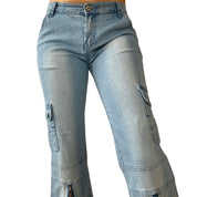Y2K Cargo Zipper Jeans (S)