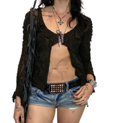 Vintage Boho Whimsygoth Tie Front Top (XS/S)
