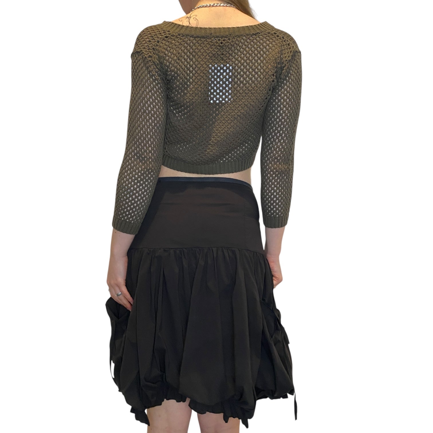 Vintage Crochet Wrap Cropped Cardigan (S)