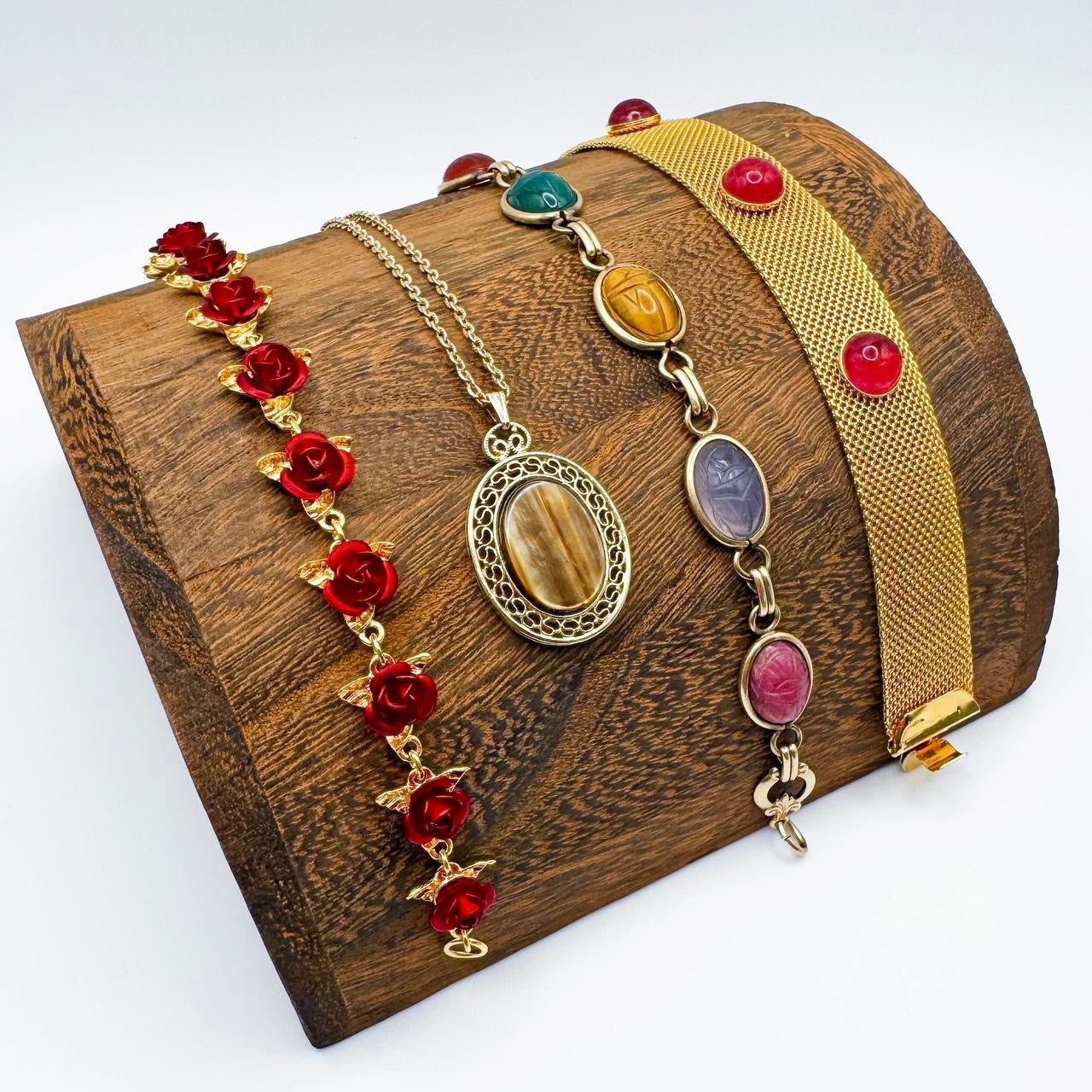 Vintage Rose Charm Bracelet